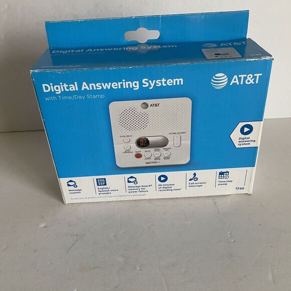AT&T 1740 Digital Answering Machine System 60‎ Minutes Recording Time/Date Stamp - Picture 1 of 9